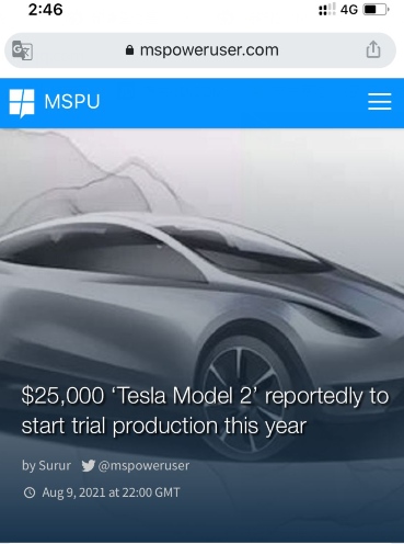 特斯拉Model2要来了售16万
